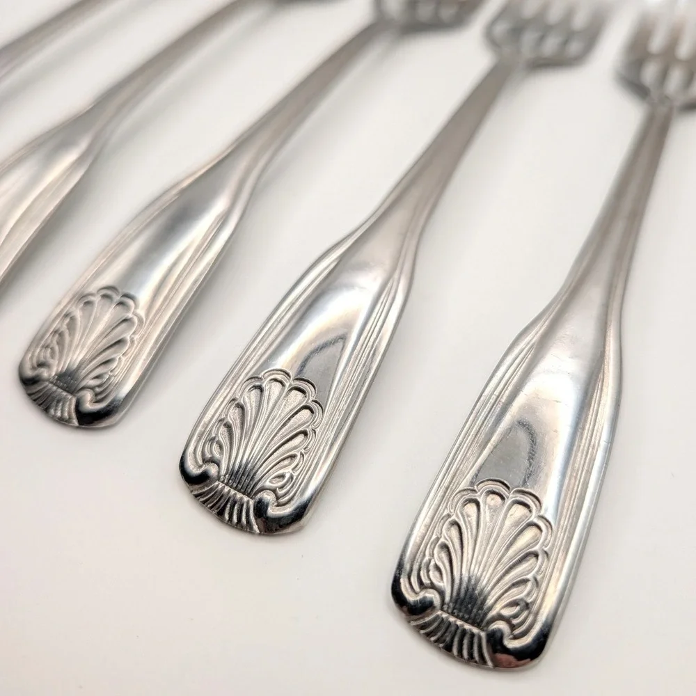 Walco Fanfare ABC 18CR Stainless Salad Forks Set of 5 Shell Motif 7
